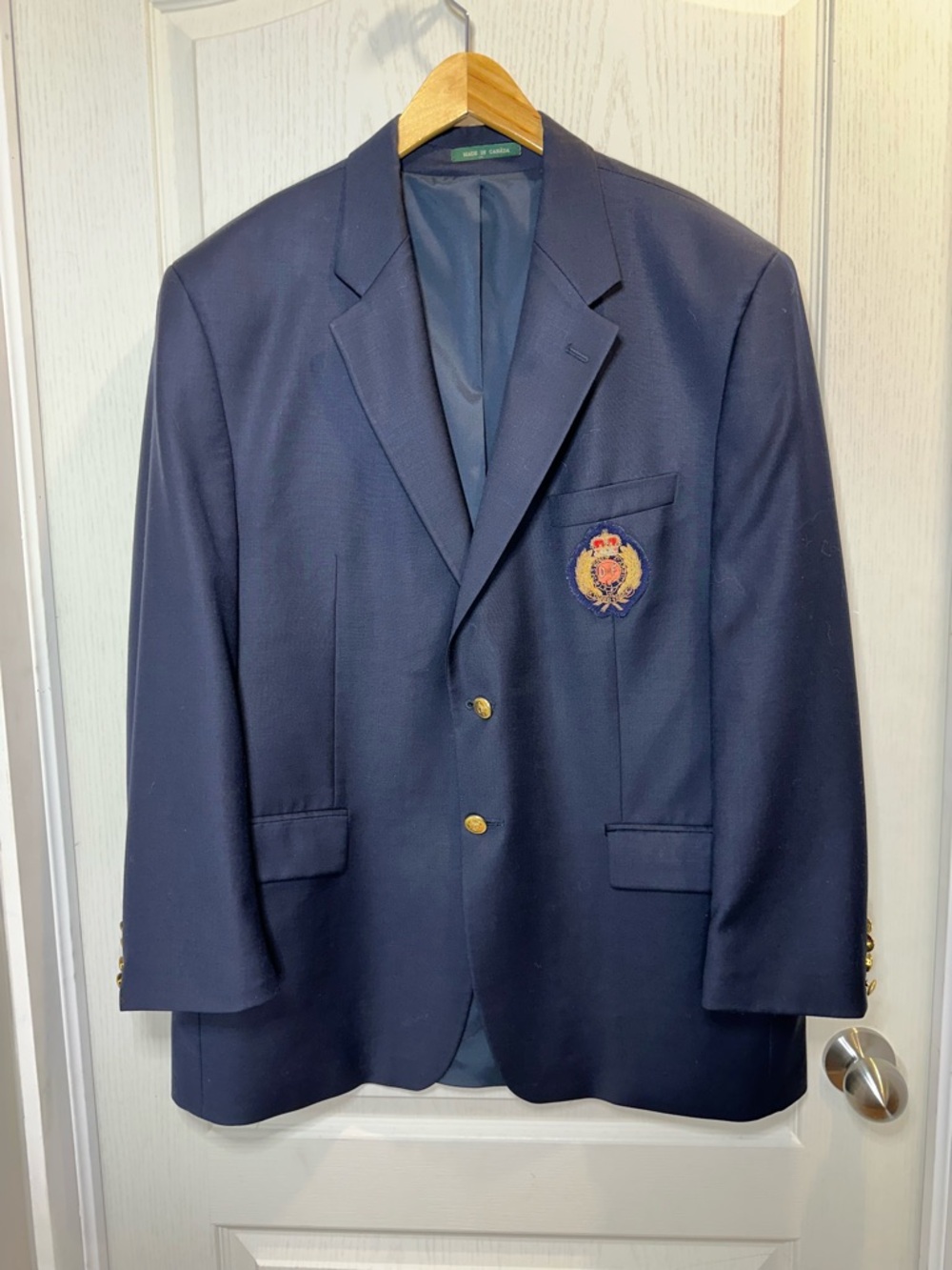 Lauren Ralph Lauren Navy Blazer Embroidered Crest Gold Buttons 46r